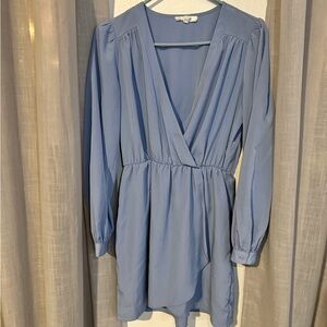 Periwinkle, long sleeve V-neck dress